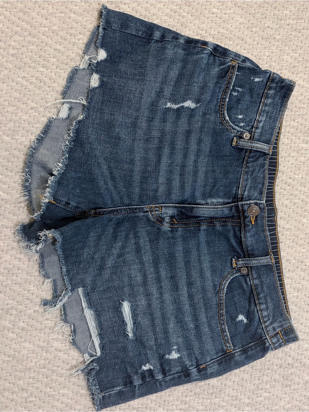 aerie Dark Blue Distressed Denim Shorts